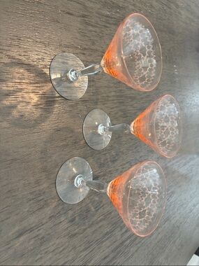 vintage pink glass coupe glasses
